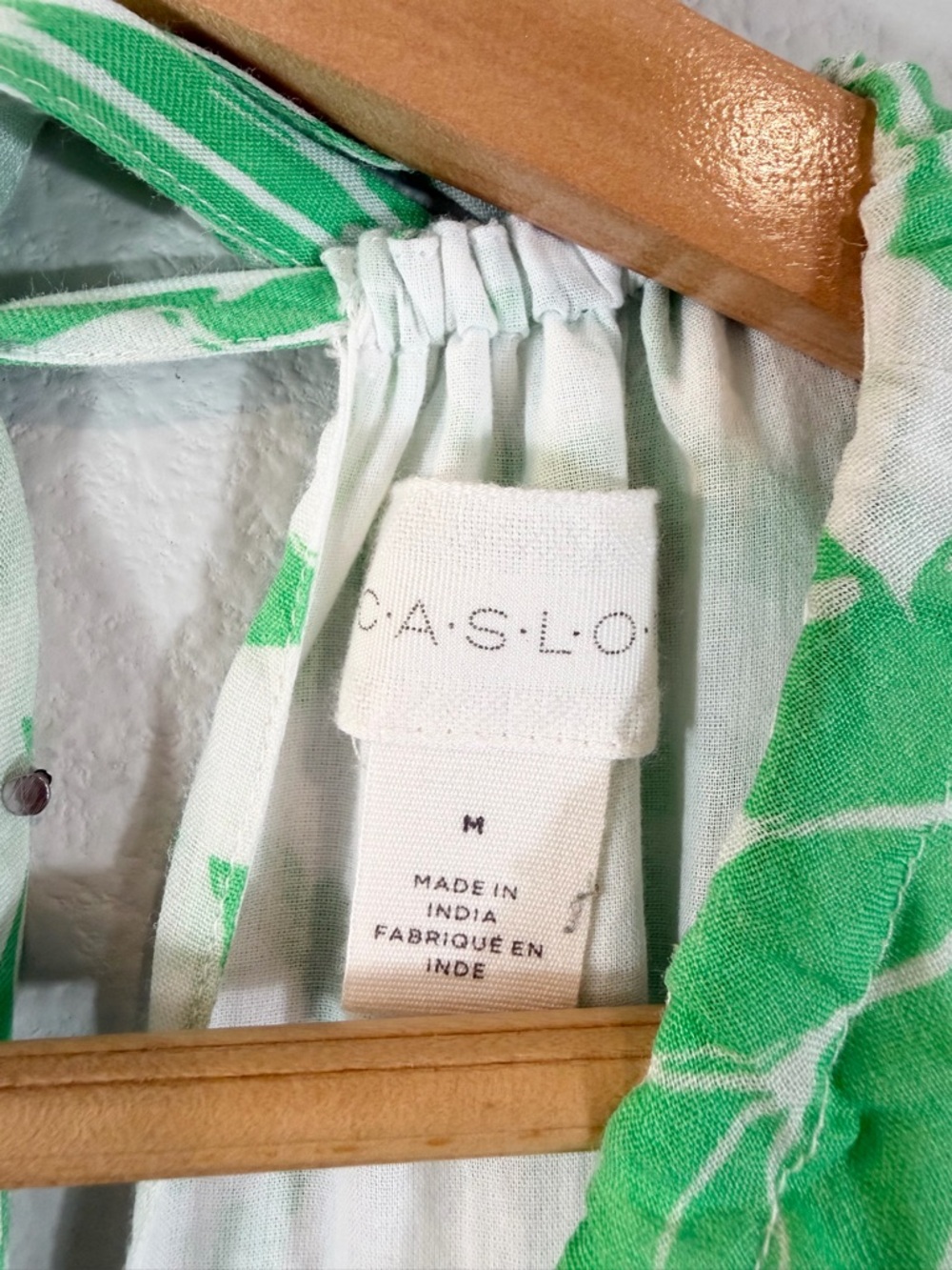 Caslon Green White Maxi Dress Size M Floral Print Racerback Tie Neck Tiered - Picture 7 of 12